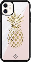 iPhone 11 hoesje glass - Ananas | Apple iPhone 11  case | Hardcase backcover zwart