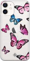 iPhone 12 hoesje siliconen - Vlinders roze | Apple iPhone 12 case |