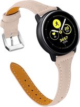 Smartwatch bandje - Geschikt voor Samsung Galaxy Watch 5 (incl. Pro) en Galaxy Watch 4, Watch 3 41mm, Active 2, 20mm horlogebandje - PU leer - Fungus - Vrouwelijk - Beige