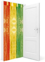 2x stuks folie deurgordijn rood/geel/groen 200 x 100 cm - Carnaval feestartikelen/versiering - Tinsel deur gordijn
