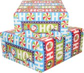 2x rollen kerst inpakpapier/cadeaupapier tekst hoho 300 x 100 cm - Kerstpapier cadeaurollen