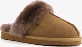 Hush Puppies suede dames pantoffels met lamsvacht - Bruin - Maat 38 - Sloffen - Echt leer