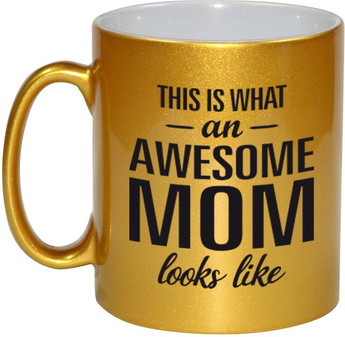 This is what an awesome mom looks like tekst cadeau mok / beker - goud - Moederdag - 330 ml