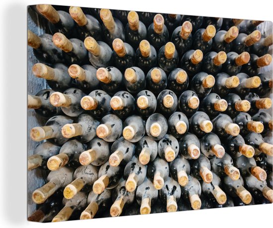 Tableau Peinture Vieilles bouteilles de vin avec bouchons en liège - 140x90  cm 