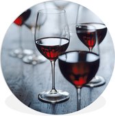 Quatre beaux verres de vin rouge Assiette en plastique cercle mural ⌀ 30 cm - impression photo sur cercle mural / cercle vivant (décoration murale)
