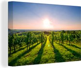 Canvas Schilderij Groene wijngaarden bij een zonsopkomst - 120x80 cm - Wanddecoratie