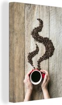 Tableau sur toile Espresso avec grains de café - 20x30 cm - Décoration murale