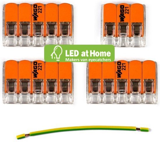 LEDatHOME - WAGO connector kit compatibel met 3x kabel voor 4 gats plafondkap
