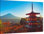 Mount Fuji gezien vanaf de Chureito Pagoda in Kawaguchiko - Foto op Canvas - 60 x 40 cm