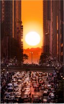 Manhattanhenge op 42nd Avenue in New York City - Foto op Forex - 30 x 45 cm