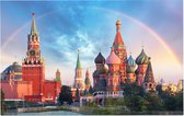 Regenboog over het Rode Plein en Kremlin in Moskou - Foto op Forex - 45 x 30 cm