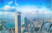 Panoramisch beeld van de skyline van Abu Dhabi - Foto op Forex - 90 x 60 cm
