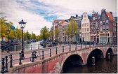 Hollandse grachtenpanden aan een Amsterdamse gracht - Foto op Forex - 90 x 60 cm