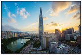 Lotte World Tower in centrum van Seoul in Zuid korea - Foto op Akoestisch paneel - 150 x 100 cm