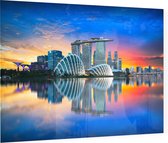 Indrukwekkende skyline van Marina Bay in Singapore - Foto op Plexiglas - 90 x 60 cm