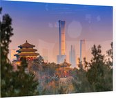 Klassieke Chinese tempel voor nieuwe skyline van Beijing - Foto op Plexiglas - 60 x 40 cm