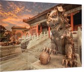 Bronzen leeuw in de Verboden Stad van Beijing in China - Foto op Plexiglas - 90 x 60 cm