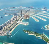 Luchtfoto van Dubai Palm Jumeirah Island in de Emiraten - Fotobehang (in banen) - 450 x 260 cm