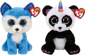 Ty - Knuffel - Beanie Buddy - Prince Husky & Paris Panda