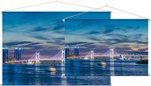 De Gwanganbrug en skyline van Haeundae-gu in Busan - Foto op Textielposter - 45 x 30 cm