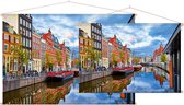 Kleurrijk beeld van het Amsterlkanaal in Amsterdam  - Foto op Textielposter - 90 x 60 cm