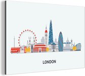 Wanddecoratie Metaal - Aluminium Schilderij Industrieel - Londen - Engeland - Skyline - 150x100 cm - Dibond - Foto op aluminium - Industriële muurdecoratie - Voor de woonkamer/slaapkamer
