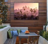 Palmbomen voor de prachtige skyline van Los Angeles - Foto op Tuinposter - 120 x 80 cm