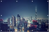 Panorama van nachtelijk Dubai in de Arabische Emiraten - Foto op Tuinposter - 225 x 150 cm