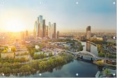 Zonsopkomst boven de skyline van Moskou City District - Foto op Tuinposter - 225 x 150 cm