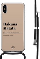 iPhone X/XS hoesje met koord - Hakuna matata | Apple iPhone Xs crossbody case | Zwart, Transparant | Tekst