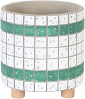 - planter cement ø14x15cm - white/green - 14x15x