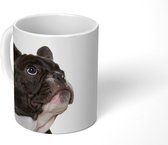Mok - Franse Buldog pup kijkt schuin omhoog - 350 ML - Beker