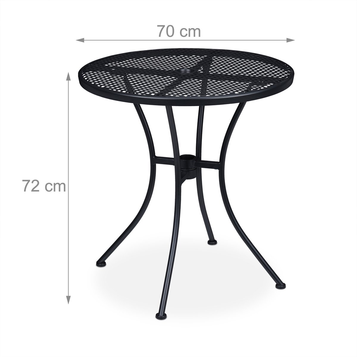 tuintafel - met parasolgat - 72 x 70 cm - tot 130 kg - staal - rond - zwart thumbnail 8