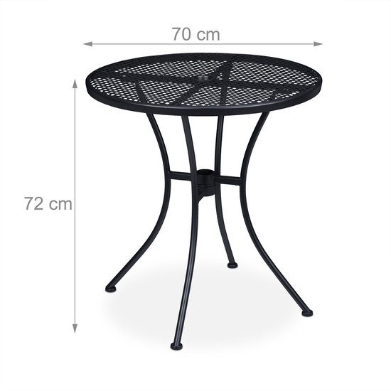 relaxdays table de jardin avec parsol - table de balcon - table de bistrot - table d'extérieur 70 cm - noir
