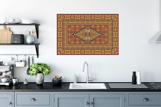 Stickers muraux - Tapis Persan - Tapis - Jaune - Rouge - 90x60 cm - Film Adhésif