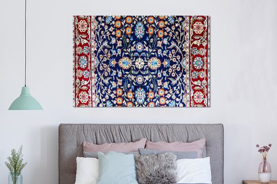 Décoration murale Métal - Aluminium Peinture Industrielle - Tapis Persan - Tapis - Motifs - Blauw - 150x100 cm - Dibond - Photo sur aluminium - Décoration murale industrielle - Pour le salon / chambre