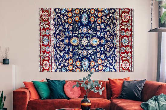 Décoration murale Métal - Aluminium Peinture Industrielle - Tapis Persan - Tapis - Motifs - Blauw - 150x100 cm - Dibond - Photo sur aluminium - Décoration murale industrielle - Pour le salon / chambre