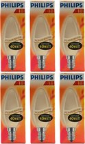 Philips - Kaarslamp - 40Watt - E14 Fitting - Gloeilamp - Softone Flame - Dimbaar - Kleine Fitting - Flame - 40W - (6 STUKS)