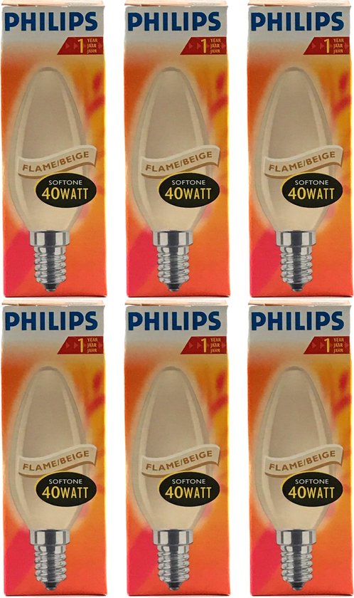 avond zuur Ziektecijfers Philips - Kaarslamp - 40Watt - E14 Fitting - Gloeilamp - Softone Flame -  Dimbaar -... | bol.com