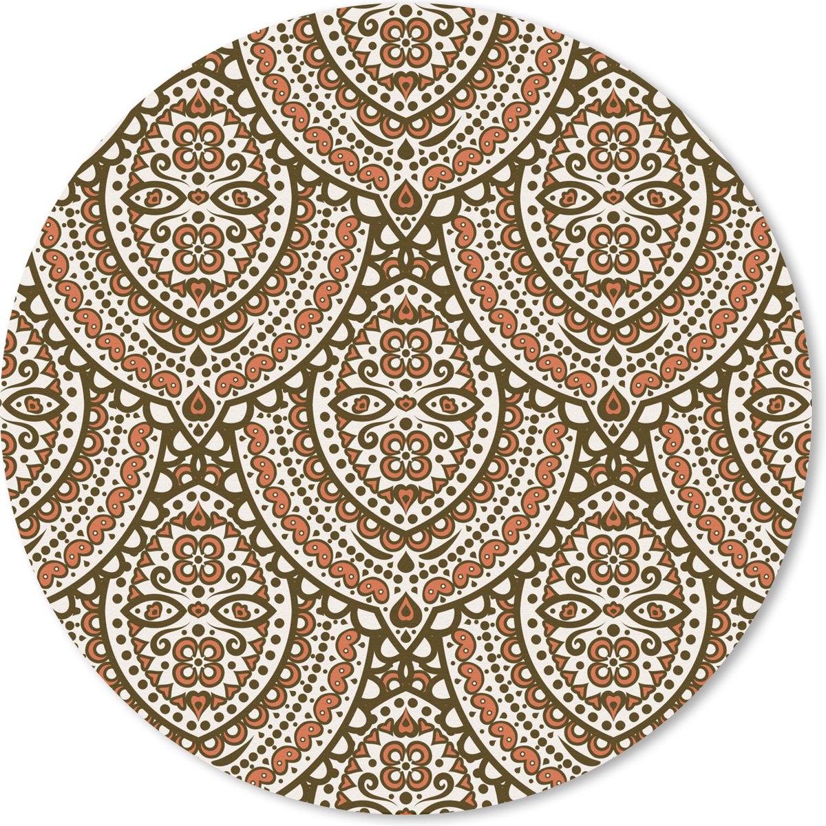 Muismat rond 40x40 cm - Mousepad Patronen - Oranje - Bruin - Ronde muismatten