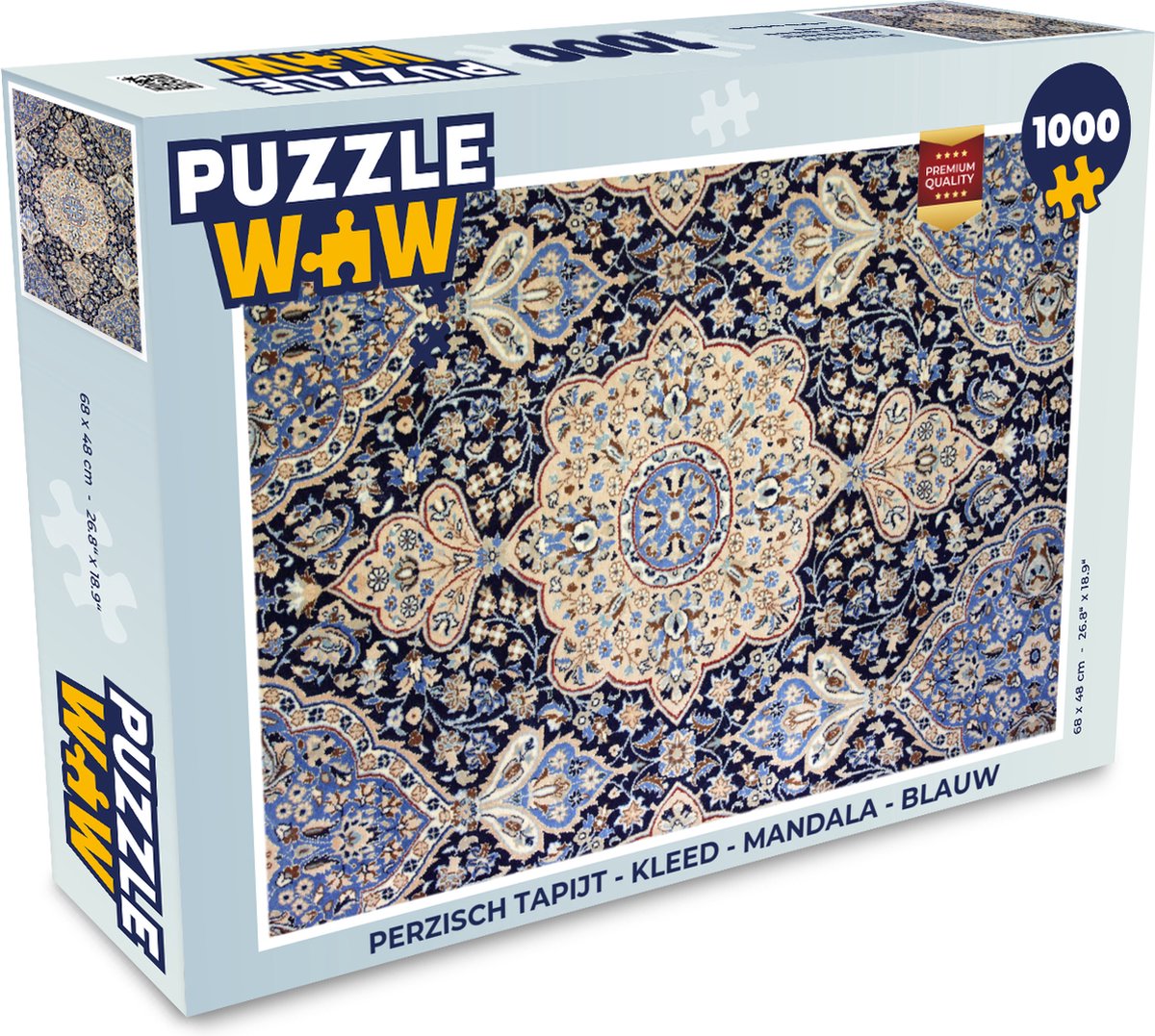 Afbeelding van product PuzzleWow  Puzzel Perzisch Tapijt - Kleed - Mandala - Blauw - Legpuzzel - Puzzel 1000 stukjes volwassenen