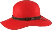Hatland - Wollen hoed voor dames - Leonora - Rood - maat S (55CM)