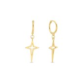 Xoo - Oorbellen - Oorringen - Minimalistische oorbel - Met hanger - Lange ster - 925 zilver - Goud - Gold plated