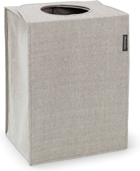 Panier à linge Brabantia gris clair avec couvercle.