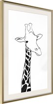 Ingelijste Poster - Giraf Goudkleurige lijst met passe-partout