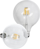 ECD Germany Pak van 6 LED Filament Bulb Globe E27 8W - Warm wit 2800K - 125mm - 816 lumen - AC 220-240V - vervangt 45W gloeilamp - Klassieke Vintage Retro - Balvorm Bulb Lamp
