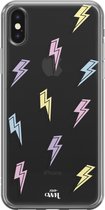 Thunder Colors - iPhone Transparant Case - Transparant hoesje geschikt voor de iPhone Xs Max hoesje - Doorzichtig hoesje geschikt voor iPhone Xs Max case - Shockproof hoesje Thunde