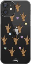 xoxo Wildhearts case voor iPhone 12 - Rock Hands Dark - xoxo Wildhearts Transparant Case