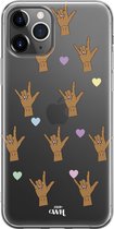 xoxo Wildhearts case voor iPhone 11 Pro Max - Rock Hands Dark - xoxo Wildhearts Transparant Case