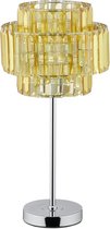 Relaxdays tafellamp kristal - ronde nachtkastlamp goud - schemerlamp E14 - vensterbank